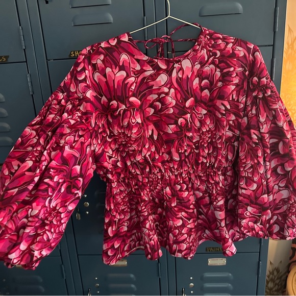 NWOT Kika Vargas For Target Flower Print Puffy Sleeve Top - Picture 4 of 6